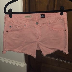 AG Light Pink Cut-Off Jean Shorts
